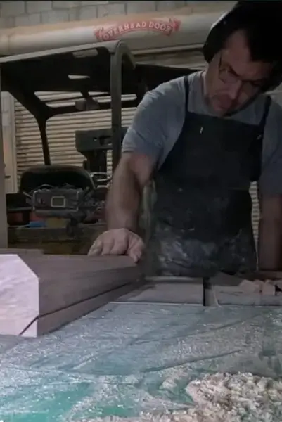 Trimming walnut leg blanks for barley twist legs