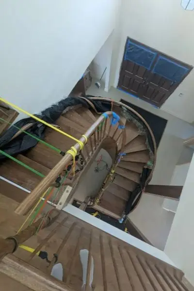 Nearly complete staircase with inner handrail