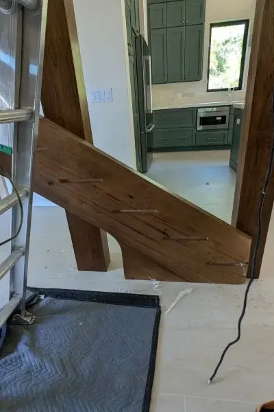 Stringers with tread mortises and low-voltage wiring