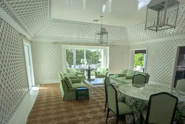 Great room with treillage walls