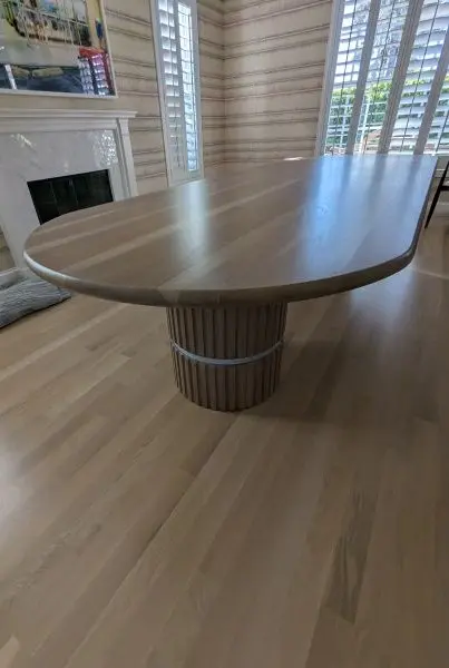 White oak table with fluted base
